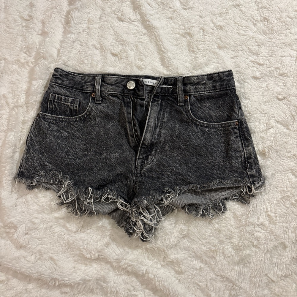 Agolde Dark Gray Distressed Jean Shorts
